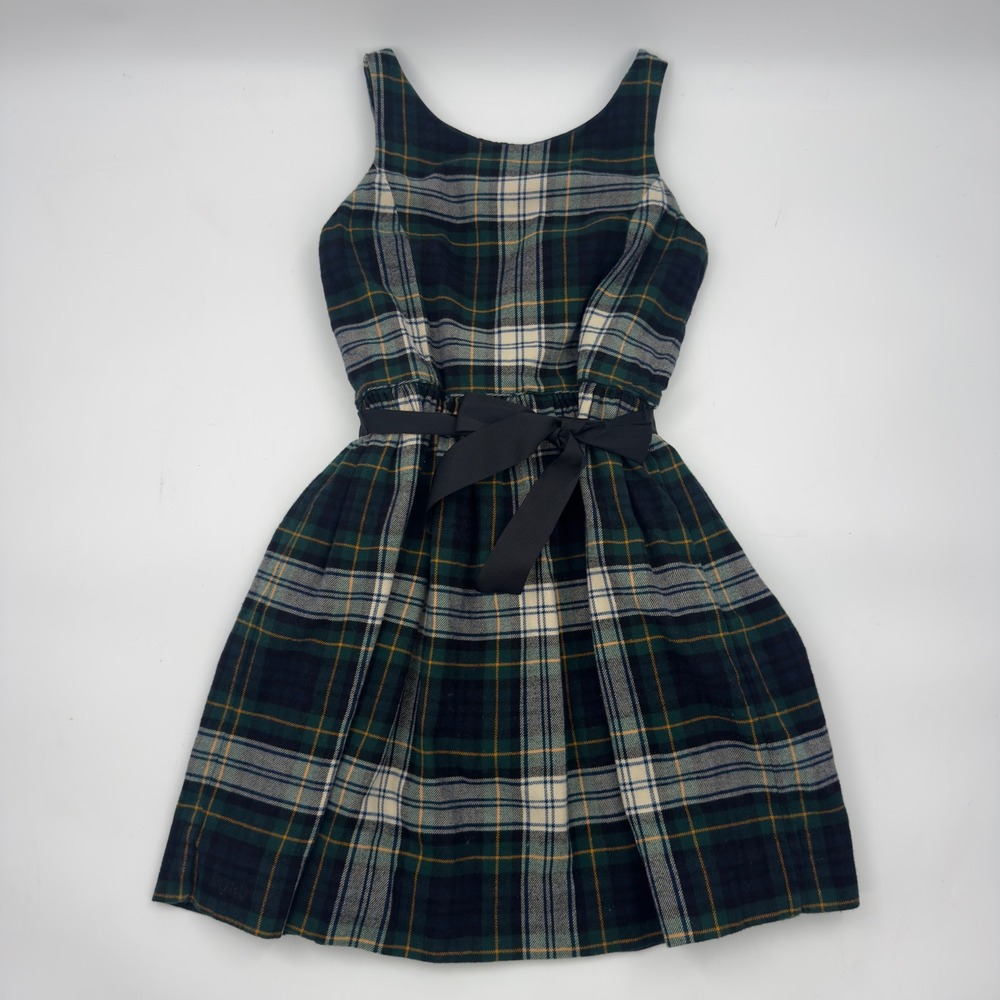 Polo Ralph Lauren Girls Tartan Plaid Cotton Twill Holiday Dress Size 12